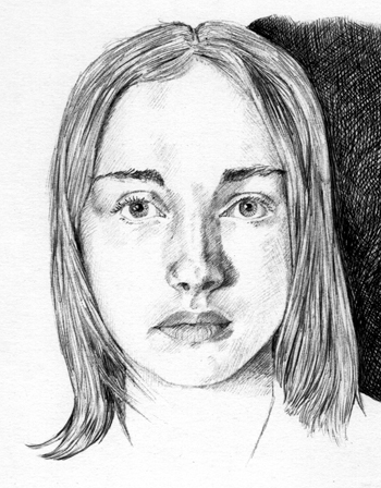 Elisabeth Stoffels, 20 J., mit Kugelschreiber gezeichnet